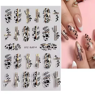 Nail Art Stickers Decals Transfers Glitter Flowers Floral Lines Lace (SJ014) • £2.65