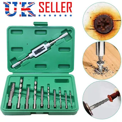 11pc/Set Damaged Broken Screw Extractor Drill Bit Bolt Stud Remover Easy Out Kit • £7.95