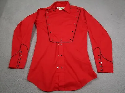 Vintage Mesquite Shirt Mens 14.5 Red Western Snap Calvary Ranch Bib Collar • $39.97