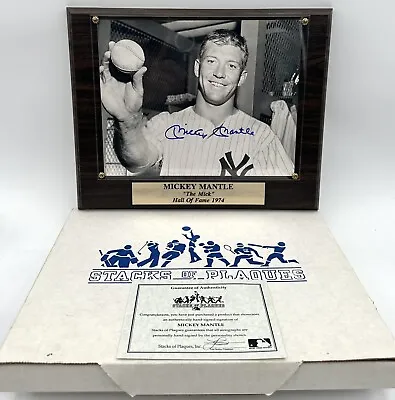 Mickey Mantle Autographed Photograph Stacks Of Plaques New York Yankees • $399.95