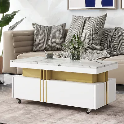 Modern Coffee Table Cocktail Table End Tables With Caster Wheels And 2 Drawers • $258.99