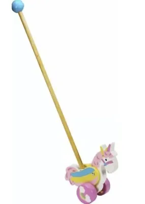 £9.97 • Buy Colourful Wooden Push Along Unicorn Toddler Traditional Toy