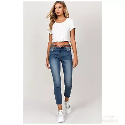 Tobi Via Marina High Rise Skinny Jeans Size 28 Two-Toned Back Pocket Raw Hem  • $15.99