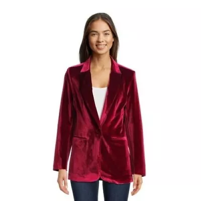 Attitude Unknown Womens Velvet One Button Blazer Size XL Merlot • $29.59