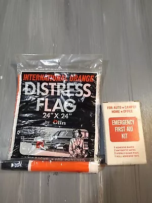 KROSS ACME Vintage 1970s First Aid Kit For Auto Car & Olin Distress Flag • $10