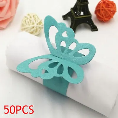 £5.49 • Buy UK Pack Of 50 Butterfly Paper Wedding Party Napkin Rings Serviette Table Decor