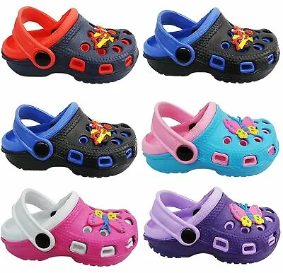 Boys Girls Clog Mules Slipper Garden Beach Sandals Rubber Shower Shoes Size NEW • £8.95