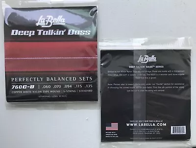 La Bella  'Deep Talkin Bass'  760C-B 5-string Copper White Nylon Tape  60-135 • $41.99