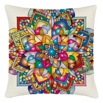 Mandala Flowers Square Accent Pillow Case Medallion Paisley Hippie Cushion Cover • £3.59