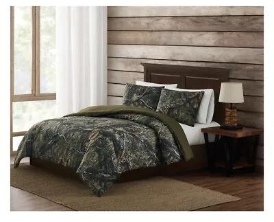 New Mossy Oak 3 Piece Comforter Set King Size Camo Camouflage Bedding Bedspread • $64.98