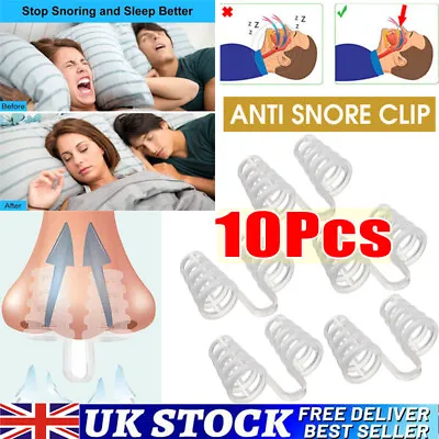 Anti Snoring Nasal Dilator Stop Snore Nose Clip Easy Sleep Breathe Silicone Aid • £5.99