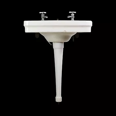 1920s Solid Porcelain Peg Leg Pedestal Sink • $440