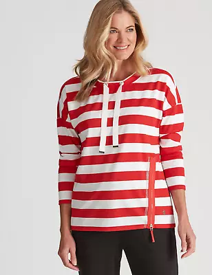 NONI B - Womens Tops -  Stripe Zip Leisure Top • $15.48