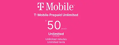 T-Mobile $50 Prepaid Unlimited Data Including Talk And Text For 30 Days • $28.50