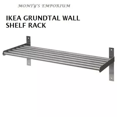 IKEA GRUNDTAL Kitchen Wall Shelf Rack Stainless Steel Rail 60cm • £21.91