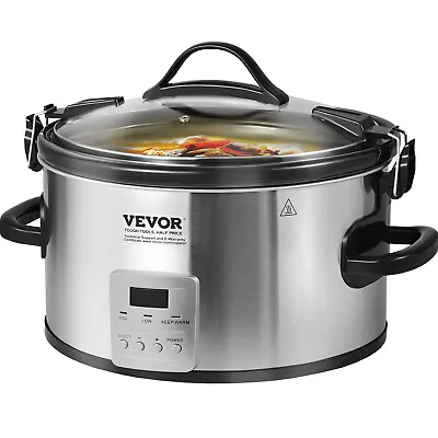 VEVOR Slow Cooker 8QT 320W Electric Cooker Pot 3-Level Heat Settings 20h Timer • $58.99