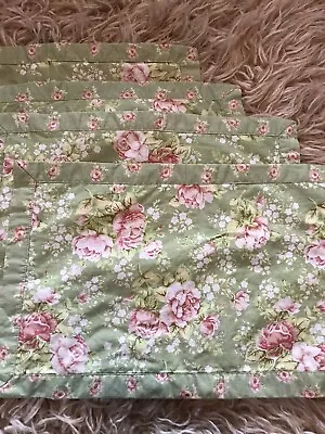 (4) Laura Ashley Lifestyles Floral Rose Pink Green Placemats Cotton 17.5x11.5 • $17.90