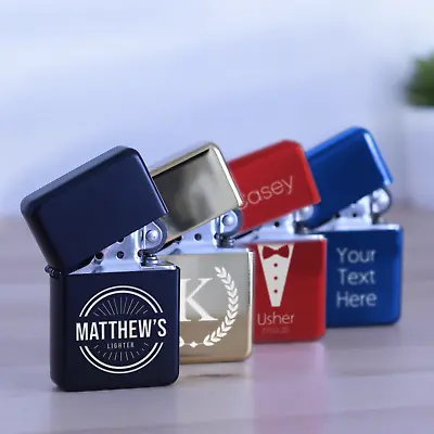 £7.95 • Buy Black Personalised Engraved Lighter With Gift Box Gift Idea Birthday Wedding