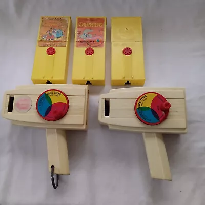 Vintage Fisher Price Movie Viewers And 3 Movie Cartridges Dumbo MickeyBambi • $20