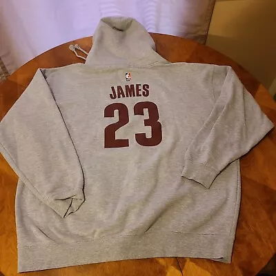 Adidas LeBron James Pullover Hoodie Cleveland Cavaliers Sweater Grey Men's XXL • $29.95
