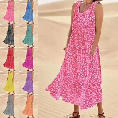 Ladies Summer Beach Sundress Sleeveless Long Maxi Dress Women Party Kaftan • $23.99