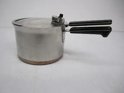 Vtg Revere Ware Stainless Steel Copper Clad Bottom Pot & Pressure Cooker Lid • $34.95