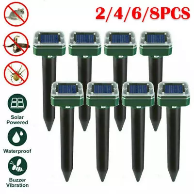 8X Solar Powered Ultrasonic Cat Deterrent Fox Pest Repellent Scarer Repeller UK • £18.99