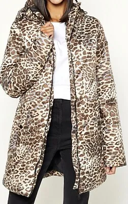 New Womens Diamond Padded Coat Jacket Animal Print Size UK 10 • £14.99