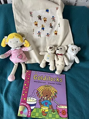 Goldilocks Storysack Book With CD 4 Soft Toys VGC Teach EYFS/ Home Free P&p • £16