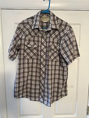 Wrangler Mens Large Plaid Pearl Snap Button Shirt • $11
