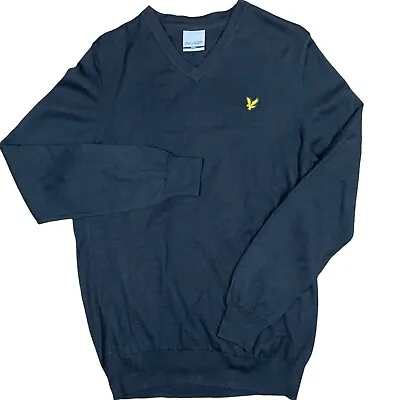 £16.99 • Buy Lyle & Scott Mens Black Sweater V Neck Small Cotton Regular Fit Long Sleeves