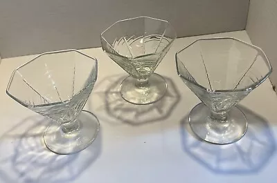 Dansk Clear Glass Footed Tall Sherbet Dessert Cocktail Champagne Dishes Set 3 • £17.33