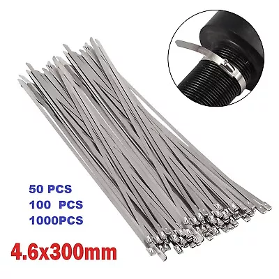 50/100 Stainless Steel Cable Metal Ties Self Locking Zip Marine Grade Wire 300mm • $129.99