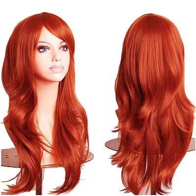 Women Full Wig Long Curly Hair Synthetic Cosplay Wigs Brown Red Blonde Highlight • $19.32