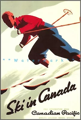 Ski In Canada 1937 Canadian Pacific Vintage Poster Print Winter Sports Travel  • $21.58