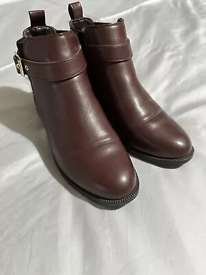 Ladies Burgendy Ankle Boots From Miss KG Size 4 In Perfect Condition • £10