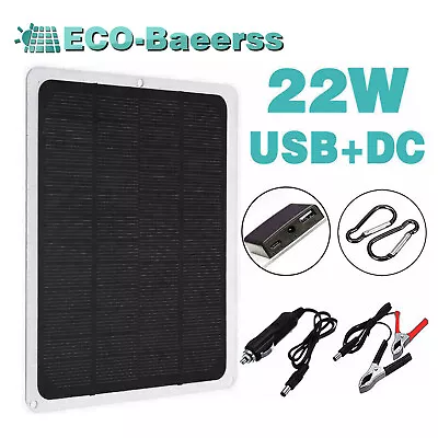22W Solar Panel 12V Trickle Charger Battery Charger Kit Maintainer Boat Car RV • $13.64