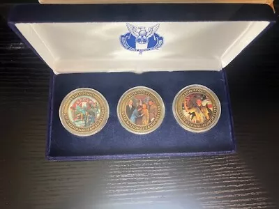 NESA Eagle Scout Great Moment Norman Rockwell Bronze 3 Coin Set & Case • $150