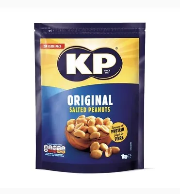 KP Original Salted Peanuts Large Party Snack Zip Close Packet - Pack Of 1Kg New • £11.99
