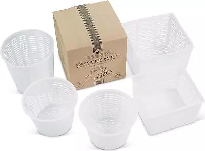 Cheese Maker Draining Basket Mould Draining Ricotta Press Mold Kit 5pcs White AU • $57.44