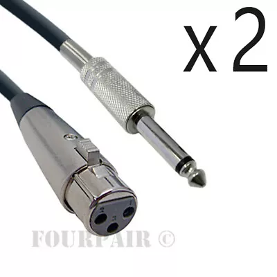 2 Pack Lot - 15ft XLR 3-Pin Female To 1/4  Mono Shielded Microphone Mic Cable • $14.95