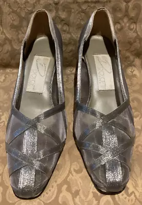 Women’s Dolce By Pierre Silver Mesh Dress Shoes Size 6 1/2 Med Leather Sole • $25