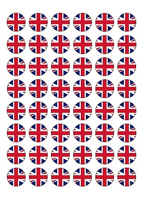 48 Union Jack Great Britain Flag Edible Wafer Paper Cake Toppers Decorations • £2.49