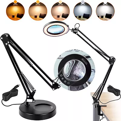 VEVOR Magnifying Glass With Light & Base 5X Magnifying Lamp 4.3  Lens 5 Color • $26.69