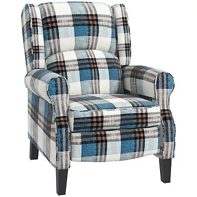 HOMCOM Recliner Chair For Living Room Wingback Chair With Padded Armrest Blue • £219.99