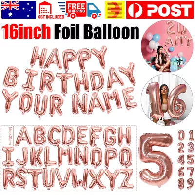 Rose Gold 16  Letter Alphabet Number Balloon Birthday Wedding Party Decoration • $1