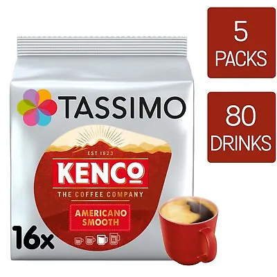 Tassimo Coffee Pods Kenco Americano Smooth 5 Packs (Total 80 Drinks) • £23.49