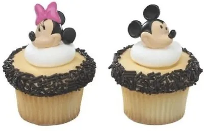 6 Mickey And Minnie Mouse Clubhouse Birthday Party Decoration Cupcake Rings  • $5.75