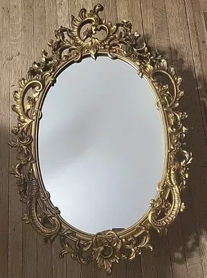 VTG Syroco Oval ORNATE Hollywood Regency Hanging Wall Mirror 29  Super NICE! • $150