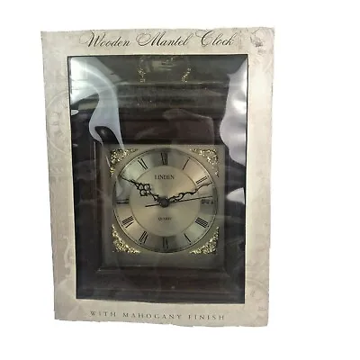 Linden Quartz Wooden Shelf Mantel Clock With Mahogany Finish NIB • $24